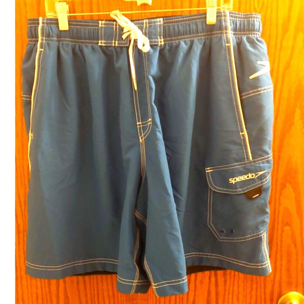 Speedo Men's XL Royal Blue Cargo Swim Trunks Board Shorts Mesh Lined